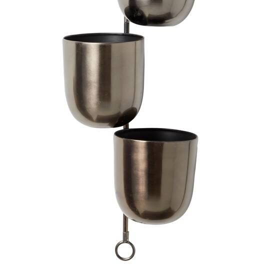 25" Dark Silver Metal Contemporary 3-Pot Hanging Planter